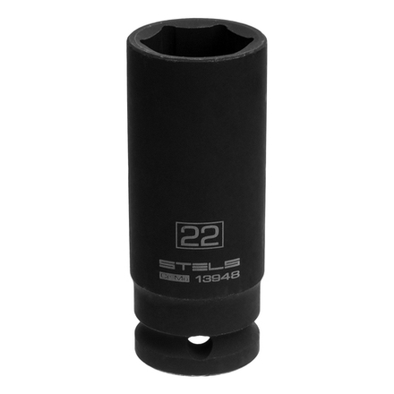 Головка ударная удлиненная шестигранная, 22 мм, 1/2", CrMo// Stels