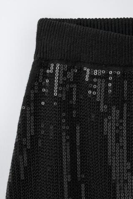 ZARA МИНИ-ЮБКА С ПАЙЕТКАМИ, ЧЕРНЫЙ