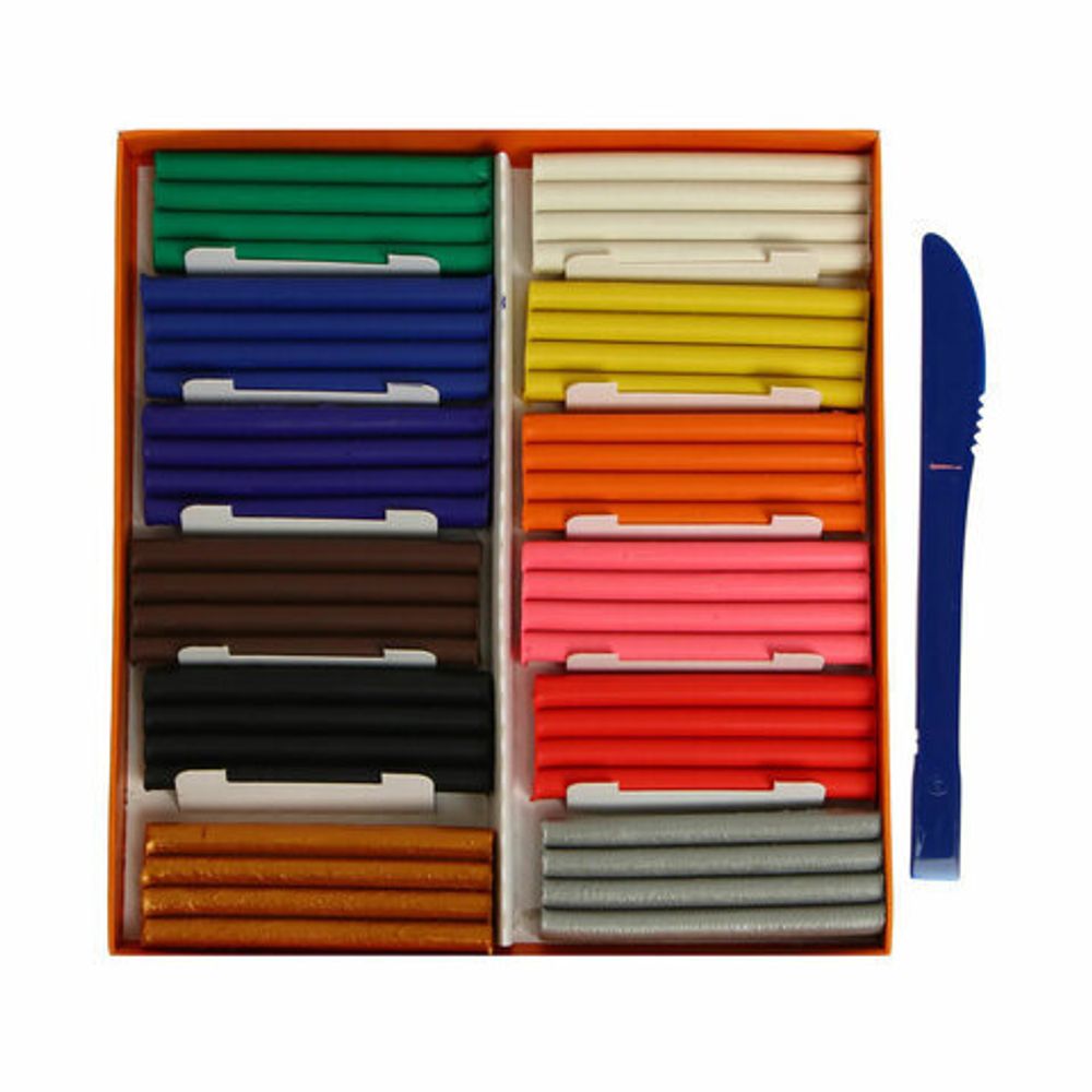 Пластилин классический ГАММА "Оранжевое солнце", 12 цветов, 10 классических + 1 золотой + 1 серебряный, 172 г, стек, 130520206