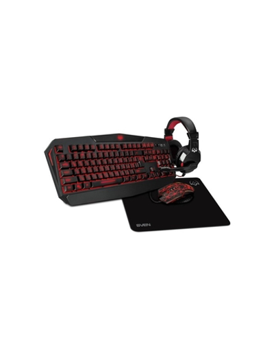 Игровой набор клавиатура + мышь + гарнитура + коврик Sven GS-4300 (104 кл.+12Fn, 8 смен. кл., 200-4800DPI)
