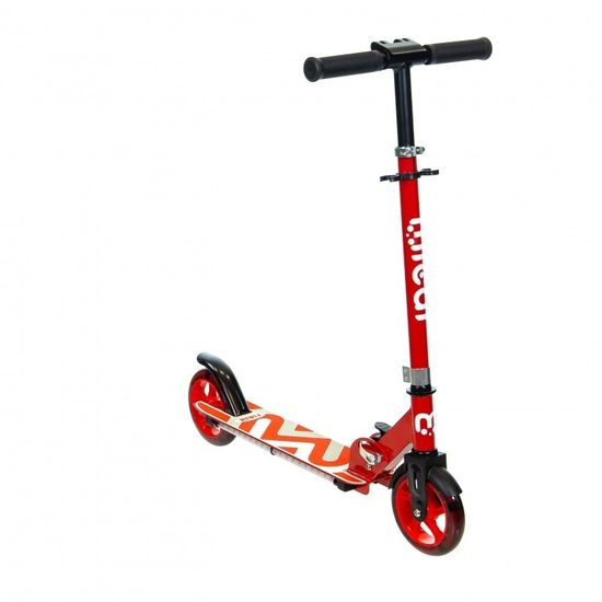 Складной двухколёсный самокат со светящимися колёсами и платформой Micar Flash 145 красный