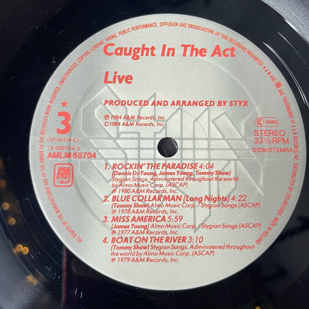 Винтажная виниловая пластинка LP Styx Caught In The Act Live (Holland 1984) Snowblind