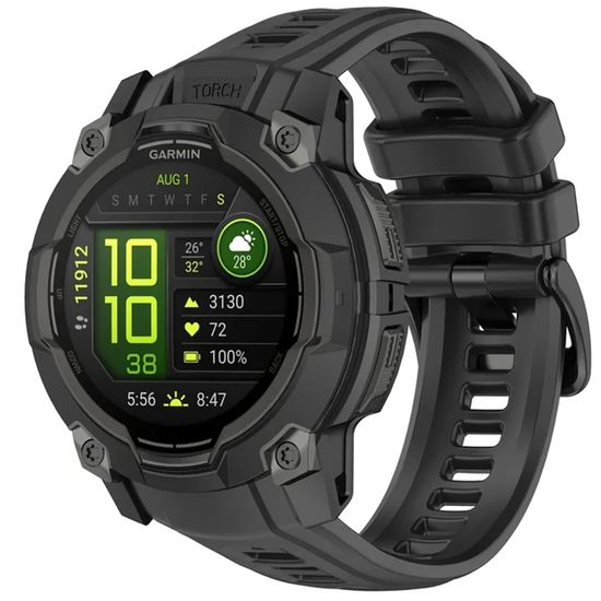 Ремешок для Garmin Instinct 3 (45) силиконовый ширина 22 мм оригинальное крепление (Черный)