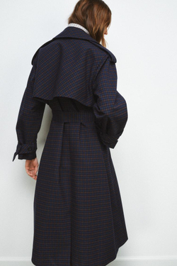 ZARA ТРЕНЧ В КЛЕТКУ ZW COLLECTION LIMITED EDITION, КОРИЧНЕВО-СИНИЙ