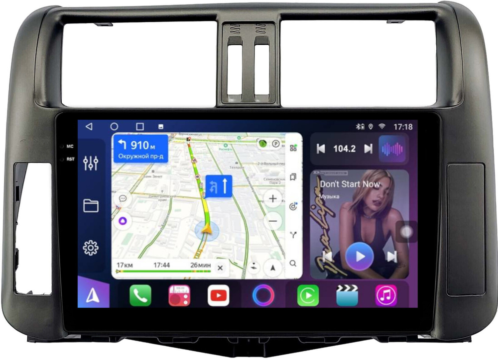 Магнитола для Toyota Land Cruiser Prado 150 2009-2013 (рамка графит) - FarCar BM9-7041G монитор 9.5" QLED на Android 14, TS10, 4+32Гб, CarPlay, 4G SIM-слот