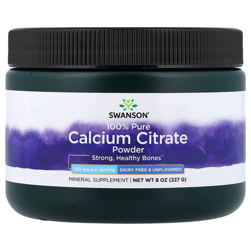 Swanson, 100% чистый цитрат кальция в порошке, без добавок, 227 г (8 унций)