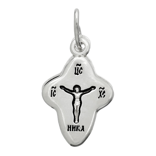 Крест из серебра/Чернение/С подвижным ухом/Казанская БМ