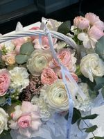 Цветочная корзина в розово- белой гамме!