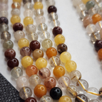 Кварц природный, микс тёплых оттенков шар 6-6.3мм, цена за нить 9.5см (1/4)