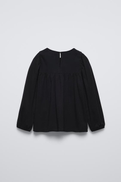 ZARA ТОП С ВЫШИВКОЙ В РОМАНТИЧЕСКОМ СТИЛЕ, ЧЕРНЫЙ