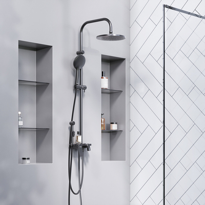 977770300 Jupiter, ДС с ванно-душевым ТМС смесителем-полкой и гиг.душем, черный