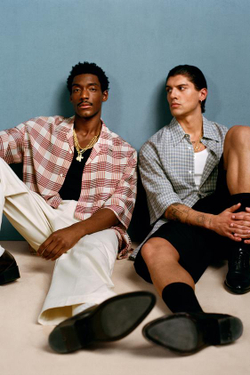 ZARA X WILLY CHAVARRIA РУБАШКА ОВЕРСАЙЗ В КЛЕТКУ, СИНИЙ/БЕЛЫЙ