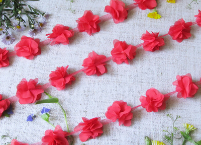 Тесьма текстиль цветок на сетке, ш. 6,5 см