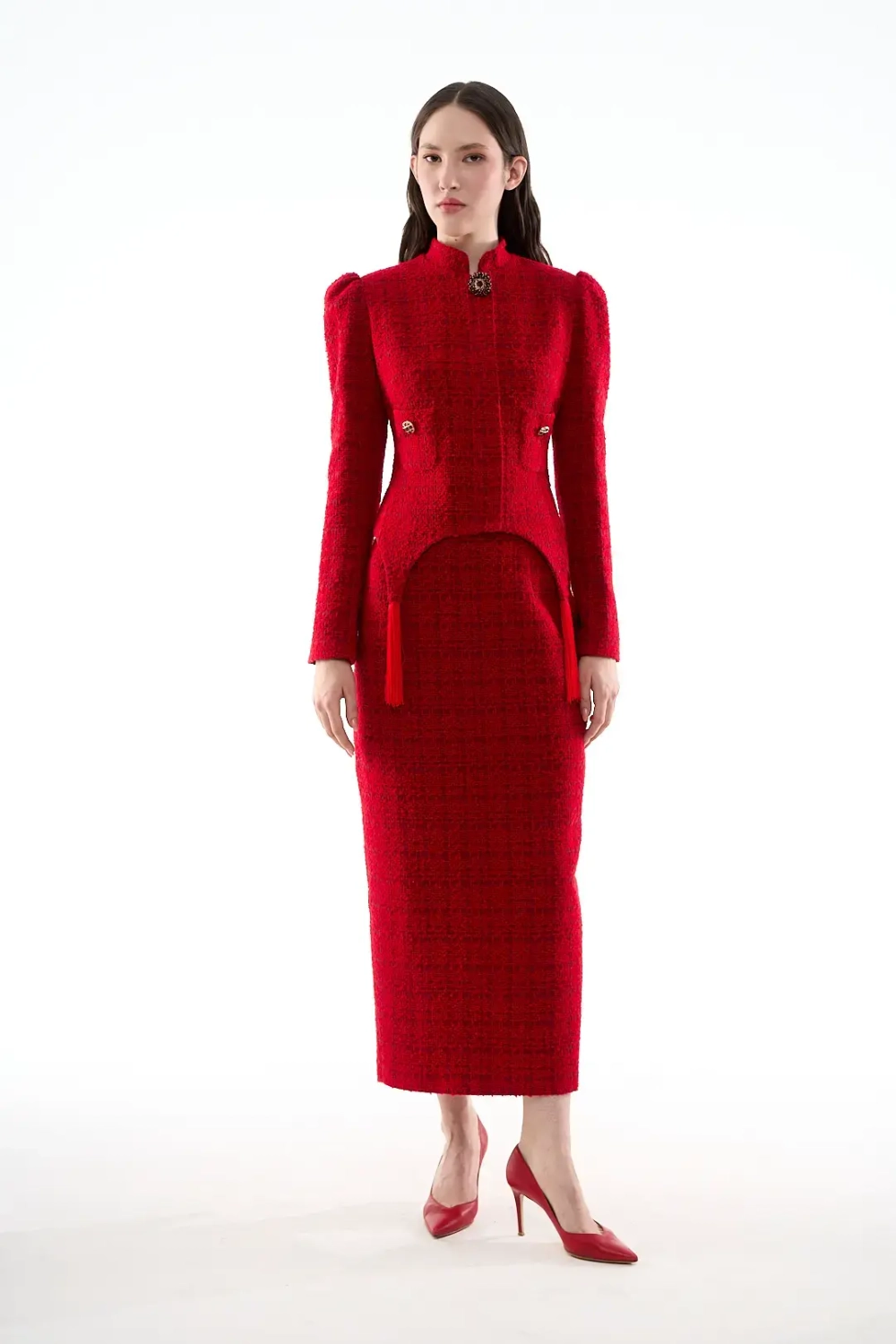 Юбка-карандаш миди красный