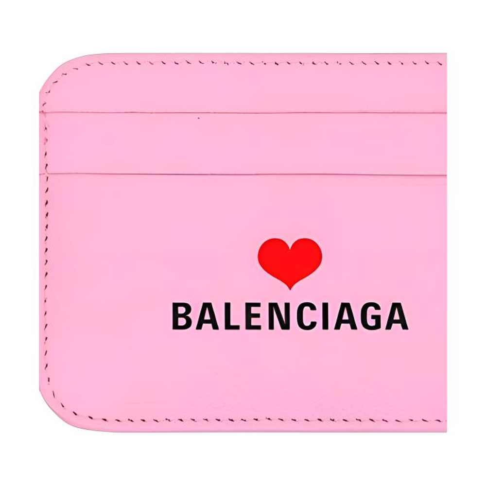 Balenciaga Solid Color Grain Cow Leather Card Holder Regular Women"s Pink