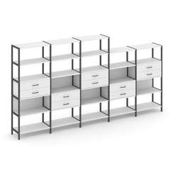 Shelf System Пятисекционный стеллаж пятиярусный с ящиками SN.STM-551 Белый/Металл Антрацит 3930*400*