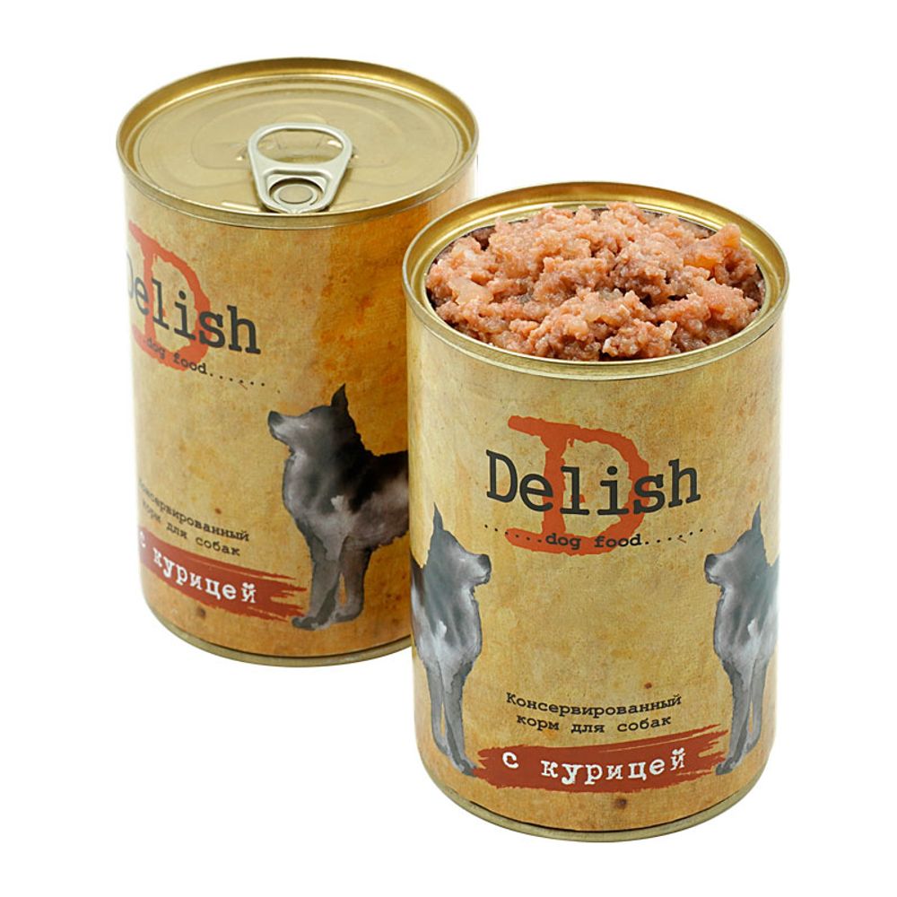 Консервы DELISH для собак с курицей - 400 гр