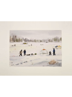 Картина авторская акварельная в паспарту 30х40 см на стену для интерьера "Рыбаки на Можайском..."