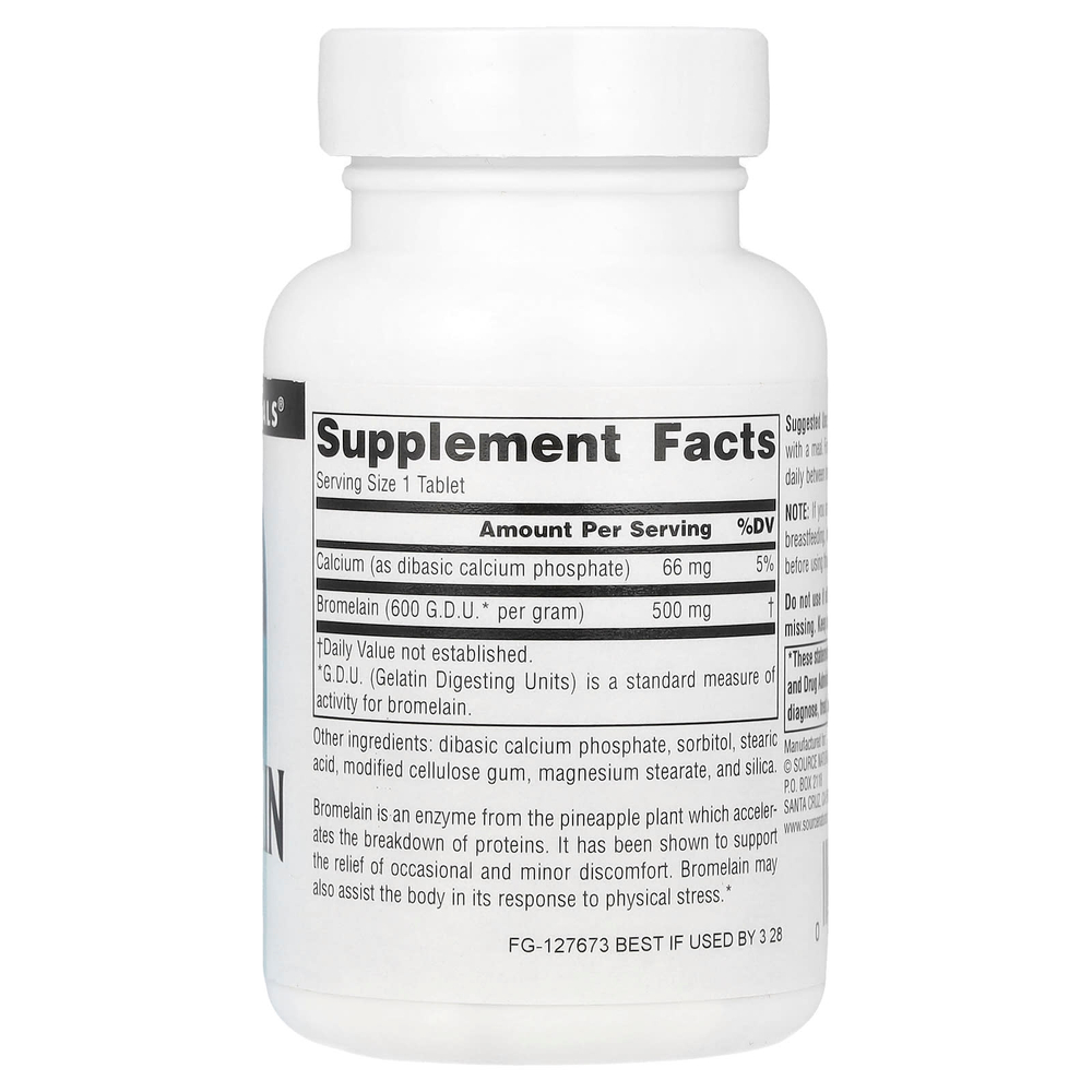 Source Naturals, бромелаин 600 GDU/г, 60 таблеток