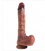 Фаллоимитатор тонкий с венами на присоске ROSYLAND ( 21 см ) (Цвет: телесный)