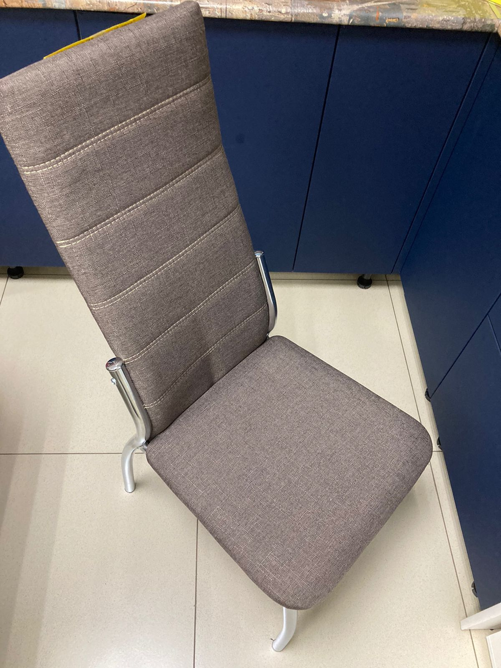 Стул Прага каркас хром квадрат Основание рогожка бурая