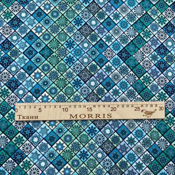 МАРРАКЕШ, БИРЮЗОВАЯ ЗВЕЗДА, отрез 80 см, 100% хлопок Handmade Fabrics 3