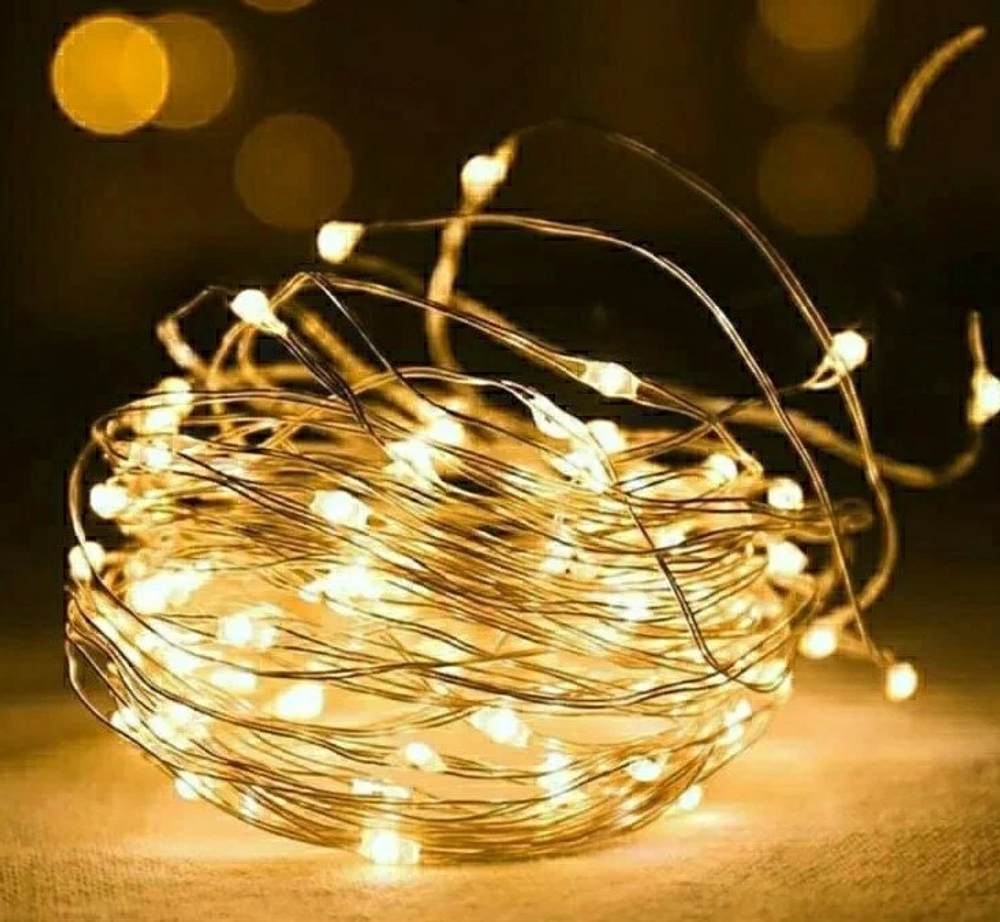 Гирлянда на батарейках (4м.) на проволоке Желтый SZV75