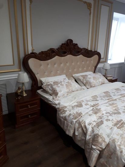 Кровать АФИНА  с мягким изголовьем караваджо