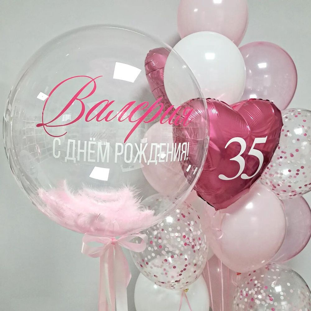 Розовая композиция из шаров на 35 лет девушке