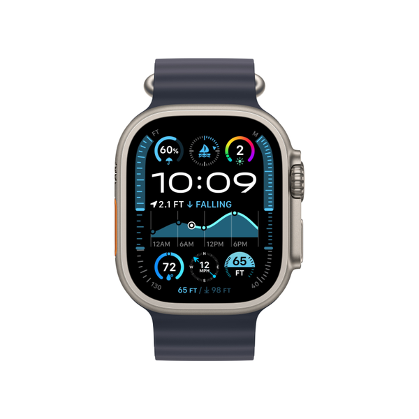 Часы Apple Watch Ultra 2, 49 мм GPS + Cellular, титан бежевого цвета, ремешок Ocean тёмно-синего цвета (2024)