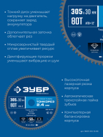 ЗУБР Тонкорез 305х30 x 2.4 мм, 80Т, диск пильный по дереву, тонкий рез, Профессионал (36933-305-30-80)