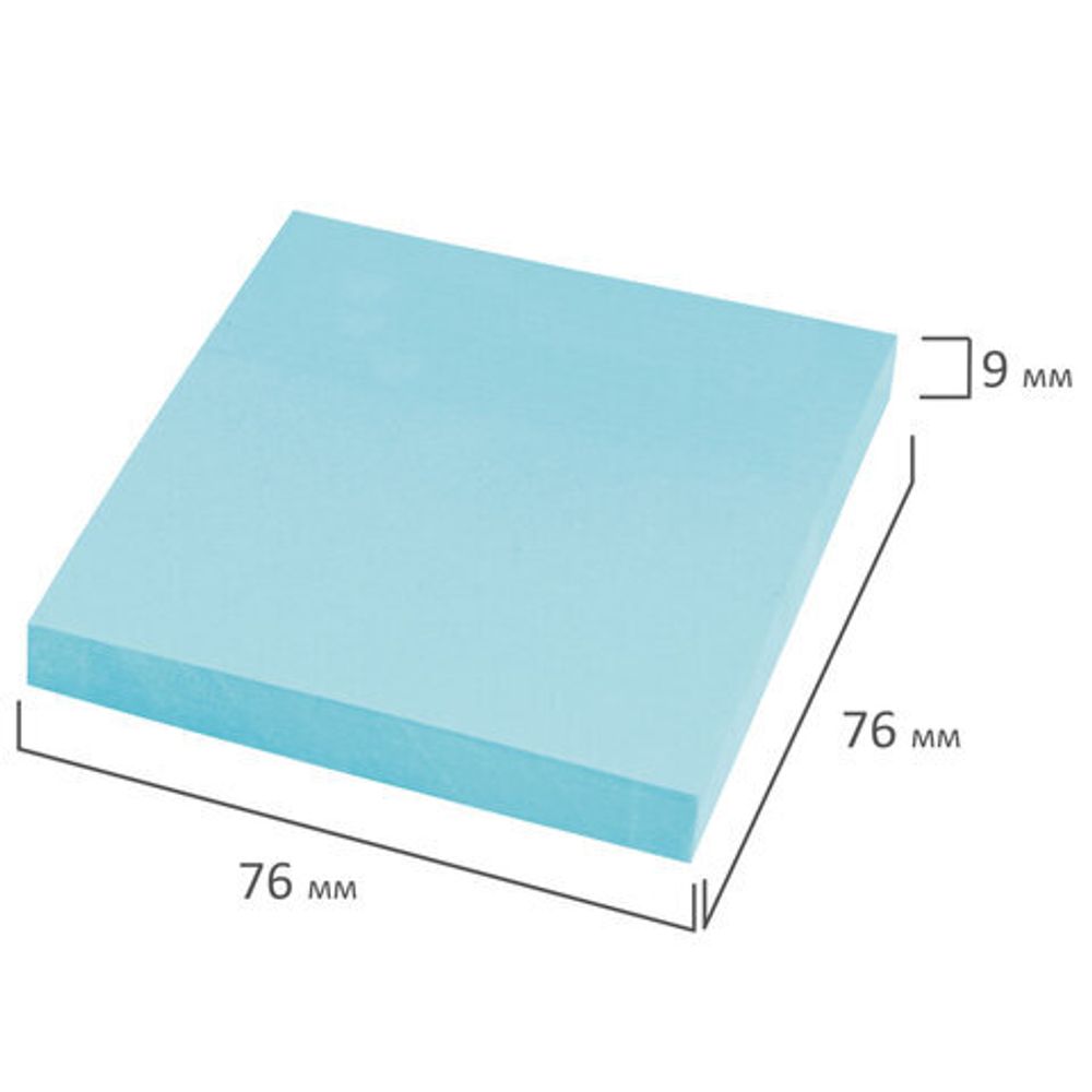 Блок самоклеящийся (стикеры) STAFF STANDARD, ПАСТЕЛЬНЫЙ 76х76 мм, голубой, 100 листов, 116574