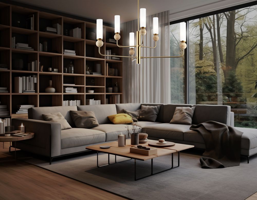 Ambrella Люстра на штанге с мрамором Ceramo Modern LH53251