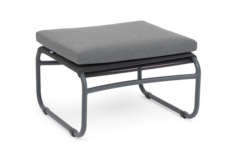 "Ането" пуф плетеный из роупа, каркас алюминий темно-серый (RAL7024) муар, роуп темно-серый круглый