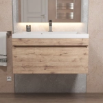 Тумба с раковиной для ванной Uperwood Eva, 75 см, подвесная, Крафт Табачный, выдвижной ящик