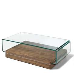 Журнальный столик Angel Cerda 2004, 120х70 см, стекло, орех