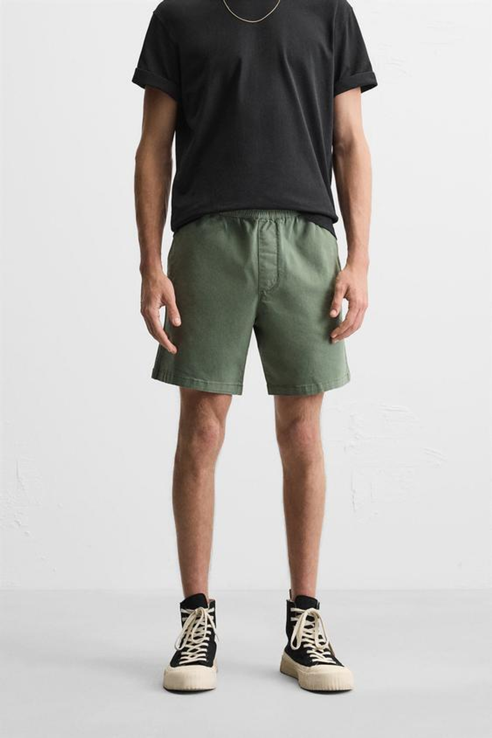 ZARA ШОРТЫ RELAXED FIT, ЗЕЛЕНЫЙ