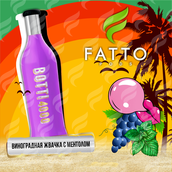 FATTO PODS BOTTI (2% nic) – Grape-Flavored Chewing Gum with Menthol