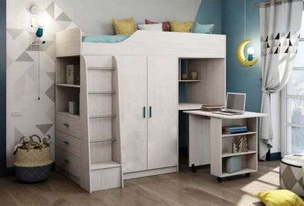 Каприз-8 Кровать двухъярусная без рисунка (без матраца) Анкор белый