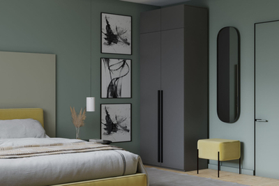 Распашной двухсекционный шкаф Лорена Пакс-2 с антресолью Серый Графит 162 PE 80*40*230 см, Серый   Фиеста