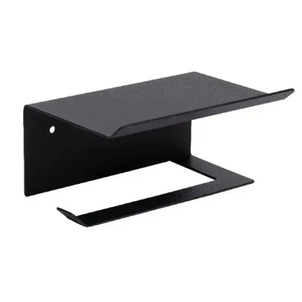 Держатель для туалетной бумаги с полкой(черный)
