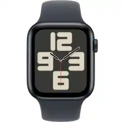 Умные часы Apple Watch SE 2024, 44 мм, корпус из алюминия цвета «полуночный черный», спортивный ремешок цвета «полуночный черный» M/L (MXEK3)