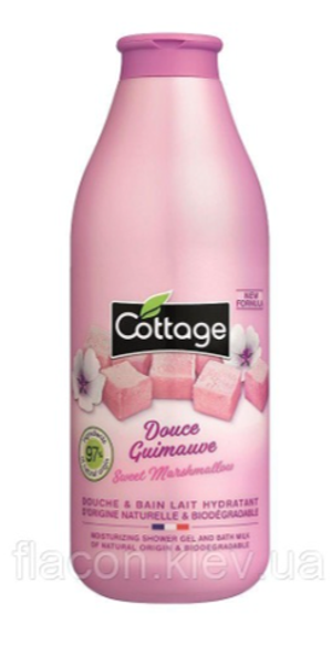 COTTAGE. Увлажняющий гель для душа и пена для ванны 2 в 1 ЗЕФИР/ Moisturizing Shower Gel & Bath Milk – SWEET MARSHMALLOW, 750 мл