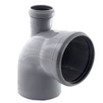 Колено 110х90 с выходом 50мм ВВЕРХ СЕРЫЙ