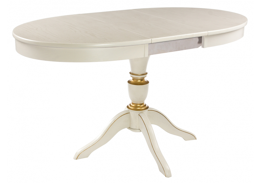 Стол деревянный Woodville Arno молочный с золотой патиной