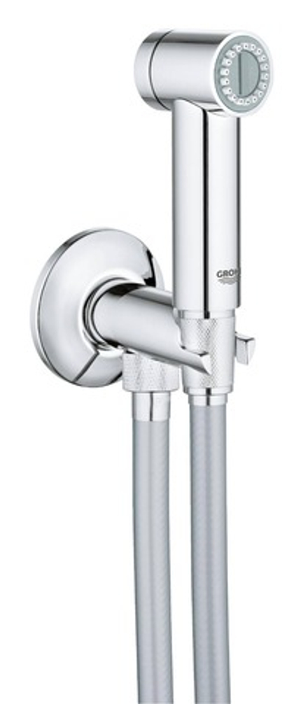 Гигиенический душ с угловым вентилем GROHE Sena Trigger Spray 35, 1 вид струи, хром, душевой шланг Silverflex 1250 мм (26332000)