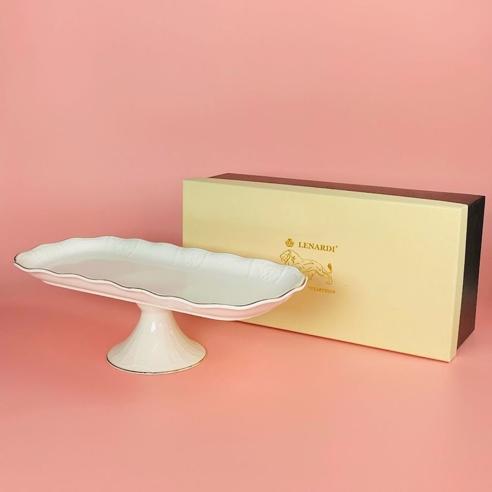 Lenardi 102-158 Овальное блюдо 36см на ножке АГАТА в под.уп.(х6)Фарфор