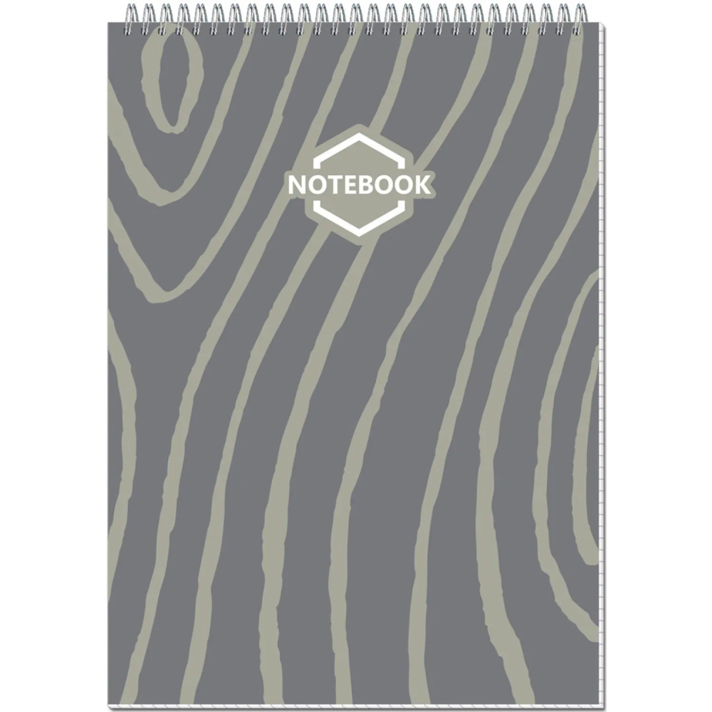 Блокнот Стильный офис А4 60 листов серый в клетку на спирали