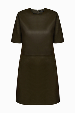 Зелёное кожаное платье