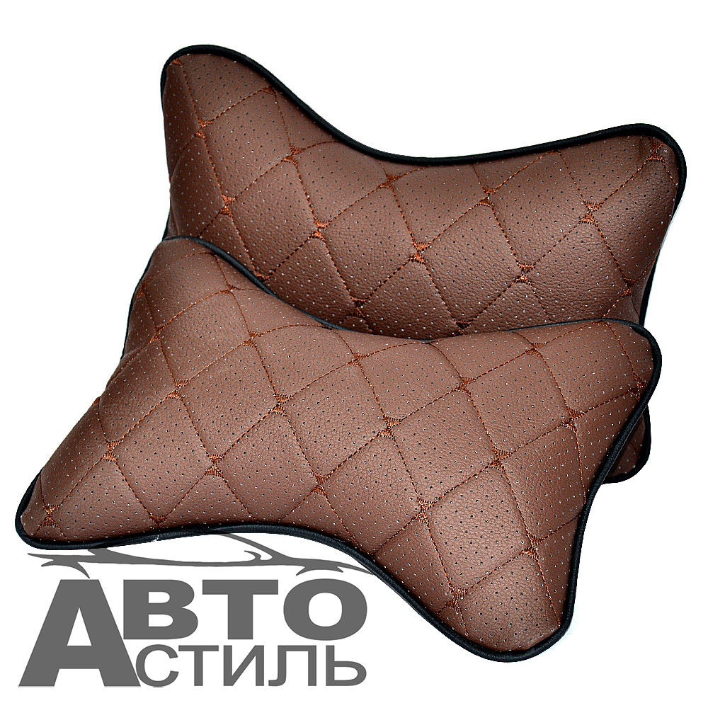Подушки на подголовник Coolpart - MAXIMAL (2шт) - JJ-49-CHCH Экожа Перф шокол/шов шок ромб(Косточки)
